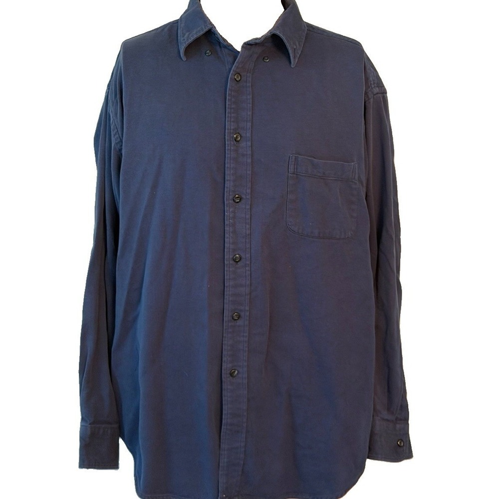 Turnbury Men's XL Extra Large Navy Blue Button-Up Long Sleeve Shirt 100% Cotton